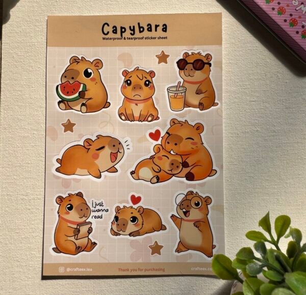 Cute Capybara Sticker Sheet